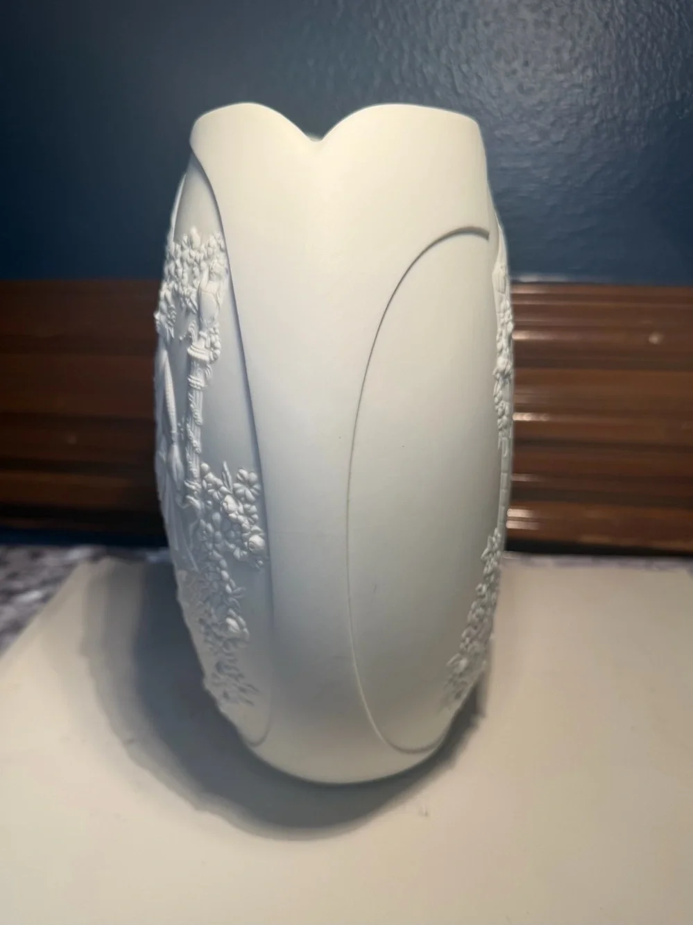 Vintage White Bisque Porcelain Vase by Kaiser Porzellan In Germany